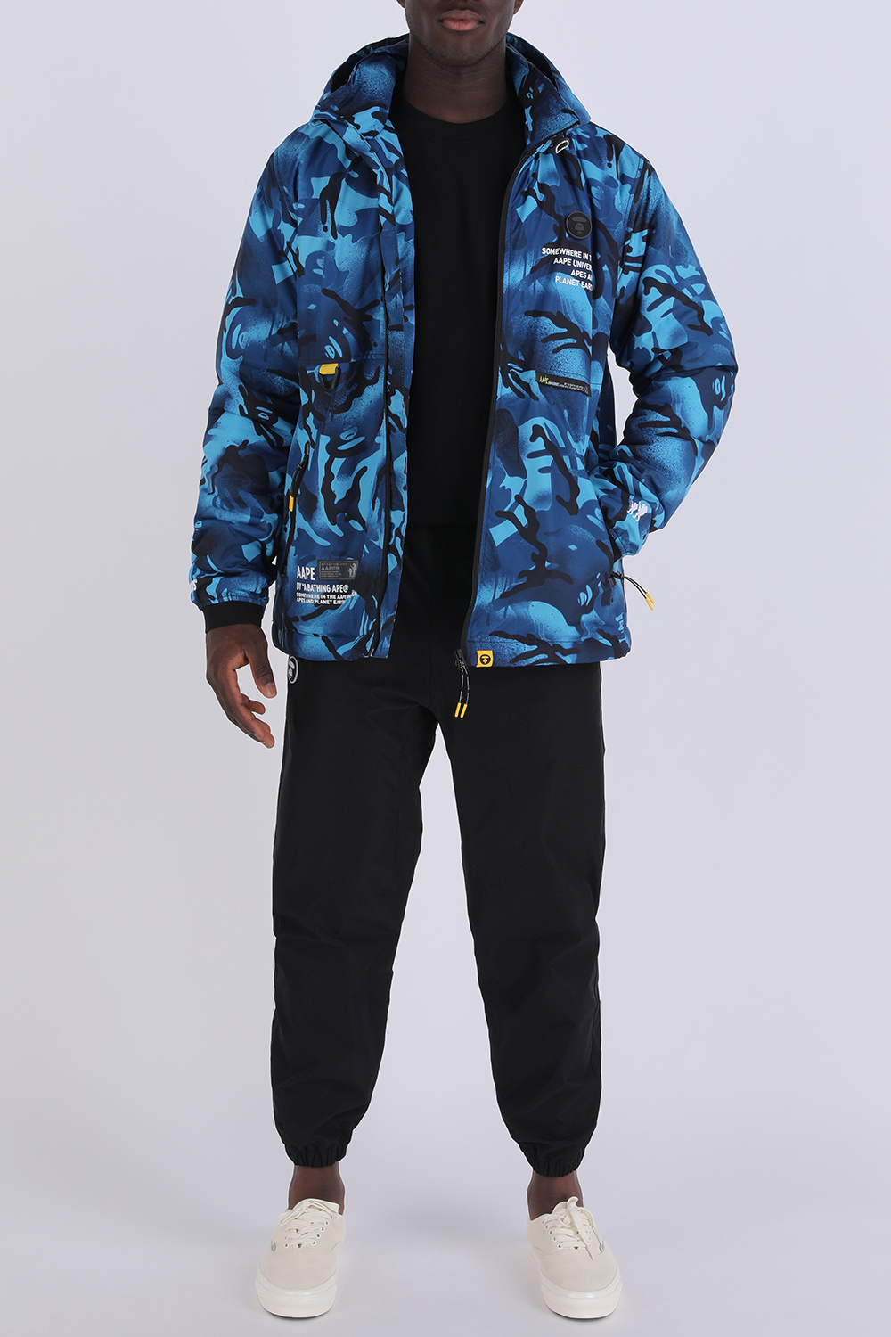 Camouflage Puffer Coat in Blue AAPE